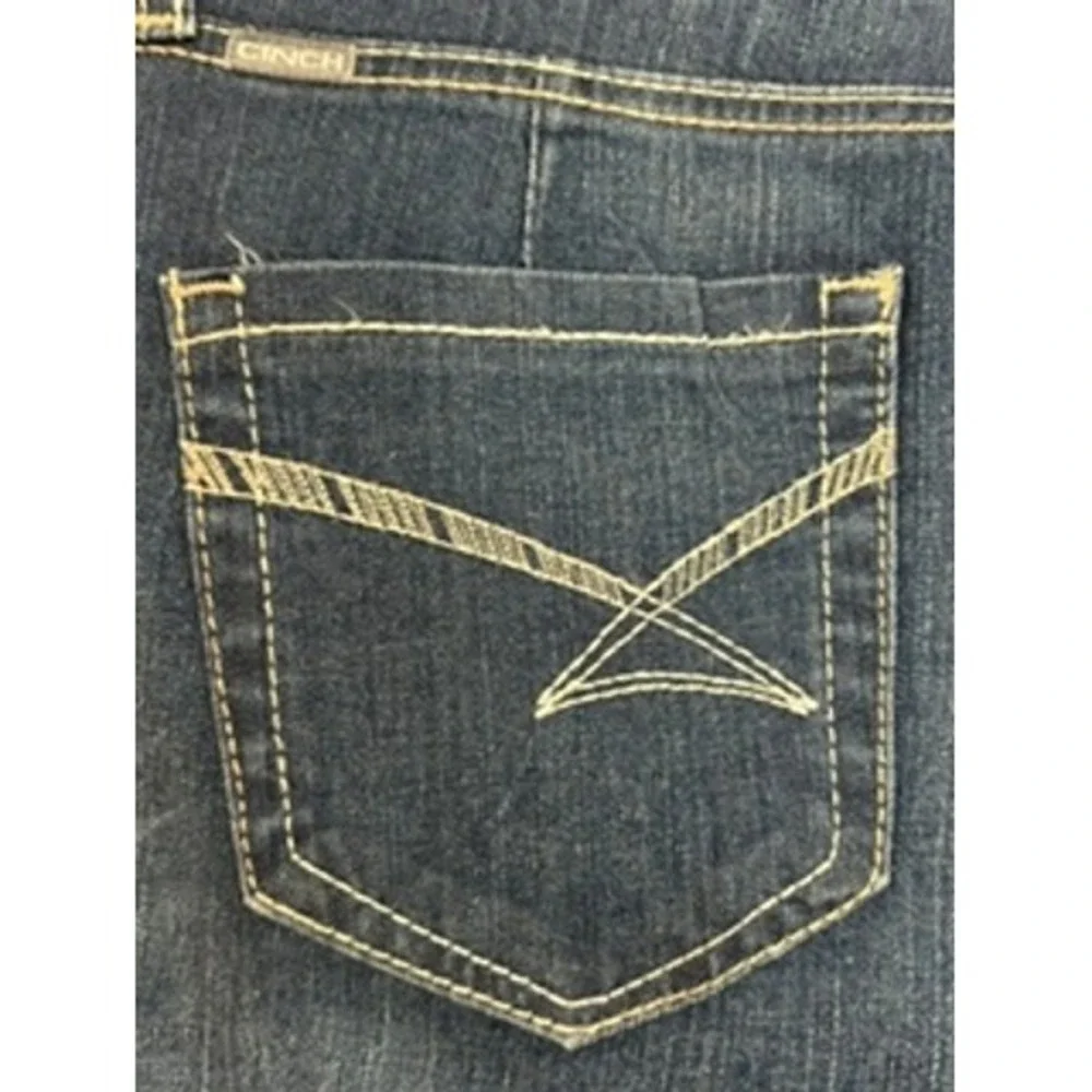 Cinch Lynden Dark Wash Flare Jeans Size 29/7 R Embroidered‎ Pocket Rodeo Boho